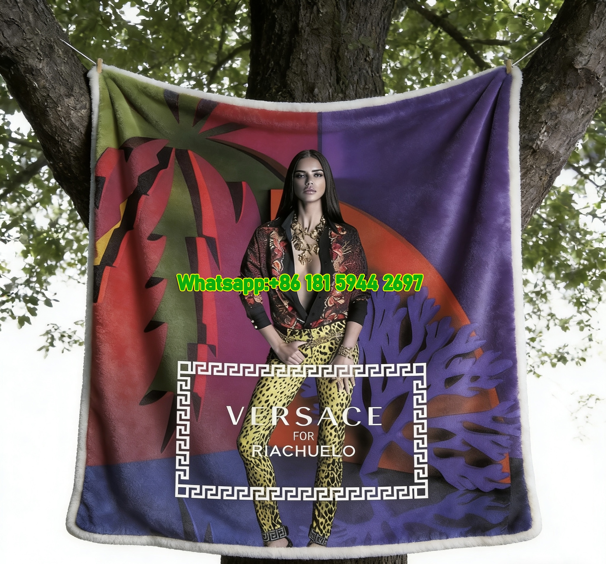 Versace for Riachuelo Purple Red Background Fashion Print Fleece Throw Blanket IMG_1618